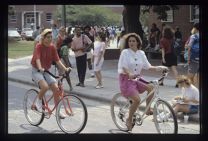 Students riding bicycles